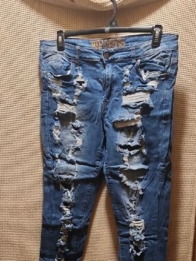 Ripped Distressed Blue Denim Jeans